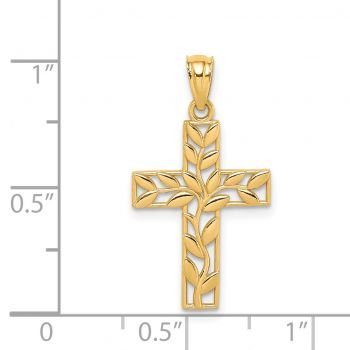 Small Vine Cross Pendant in 14K Gold 3