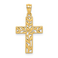Small Vine Cross Pendant in 14K Gold