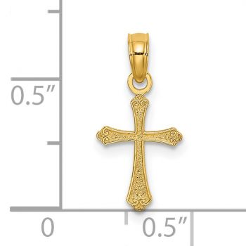 Women's Tiny Textured Cross Charm Pendant in 14K Gold 3
