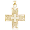 Women's Engraved Greek Cross Pendant in 14K Gold
