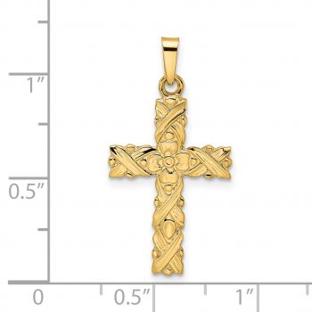 Women's Flower Cross Pendant in 14K Solid Gold 4