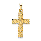 Women's Flower Cross Pendant in 14K Solid Gold