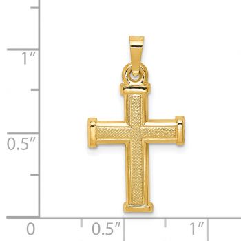 14K Gold Textured Cross Pendant for Women 4
