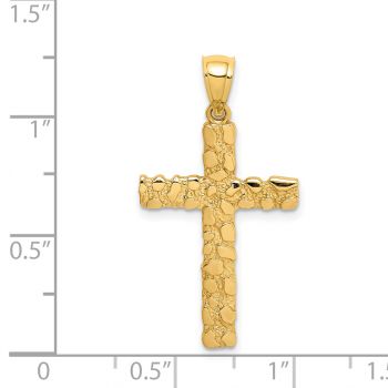 14K Gold Nugget Cross Pendant for Women 3