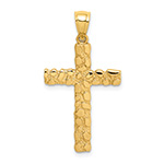 14K Gold Nugget Cross Pendant for Women