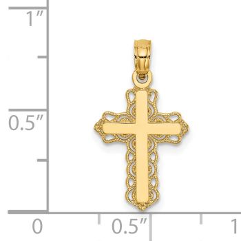 Small 14K Gold Ornate Filigree Cross Pendant for Women 3