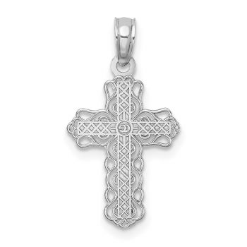 Women's Small Decorated Filigree Cross Pendant in 14K White Gold 3