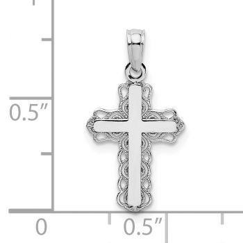 Women's Small Decorated Filigree Cross Pendant in 14K White Gold 4