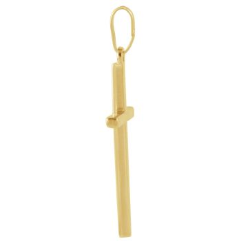 14K Gold Plain Slender Cross Pendant for Women 2