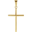 14K Gold Plain Slender Cross Pendant for Women