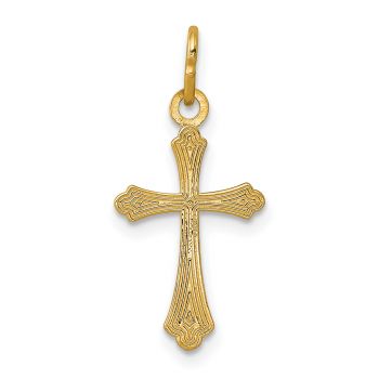 Women's Small 14K Gold Budded Cross Charm Pendant 3