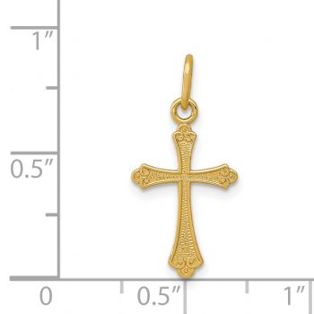 Women's Small 14K Gold Budded Cross Charm Pendant 4