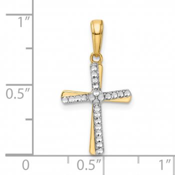 Women's Small 14K Two-Tone Gold Diamond-Cut Beaded Cross Pendant 4