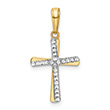 Women's Small 14K Two-Tone Gold Diamond-Cut Beaded Cross Pendant