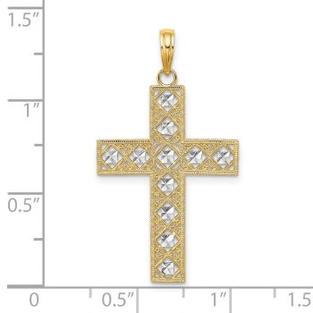 Women's Small Diamond-Cut Cross Pendant in 14K Two-Tone Gold 4