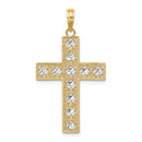 Women's Small Diamond-Cut Cross Pendant in 14K Two-Tone Gold