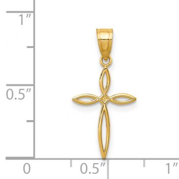 Women's Small Open Passion Cross Charm Pendant in 14K Gold 3