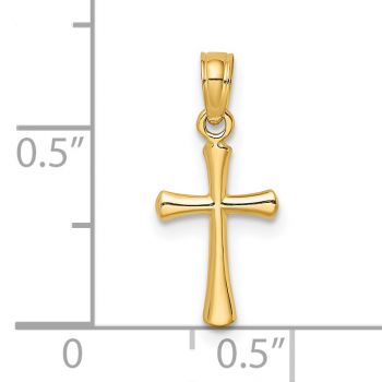 Women's Tiny Beveled Round Cross Pendant in 14K Gold 3