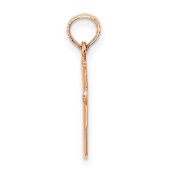 Women's 14K Rose Gold Tiny Beveled Round Cross Pendant 2
