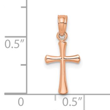 Women's 14K Rose Gold Tiny Beveled Round Cross Pendant 3
