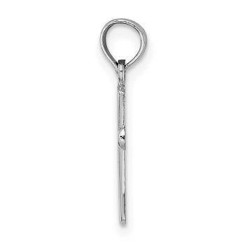 14K White Gold Tiny Beveled Round Cross Pendant for Women 2