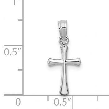 14K White Gold Tiny Beveled Round Cross Pendant for Women 3