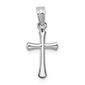 14K White Gold Tiny Beveled Round Cross Pendant for Women