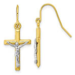 Crucifix Earrings in 10K Two-Tone Gold
