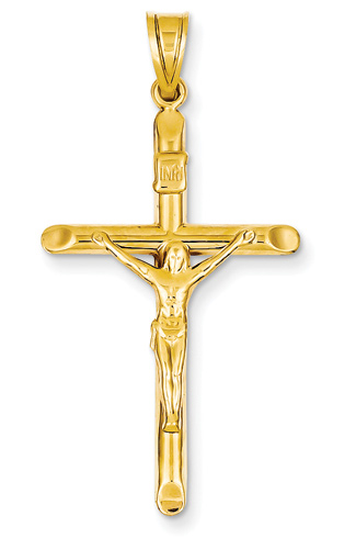 Traditional 14K Yellow Gold Crucifix Pendant