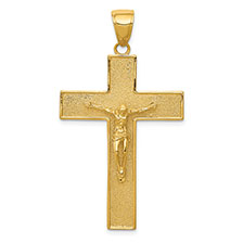 14K Gold Textured Latin Crucifix Pendant