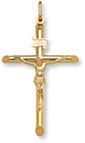 14K Solid Gold Crucifix Pendant for Women
