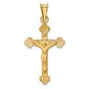 Diamond-Cut Crucifix Pendant, 14K Yellow Gold