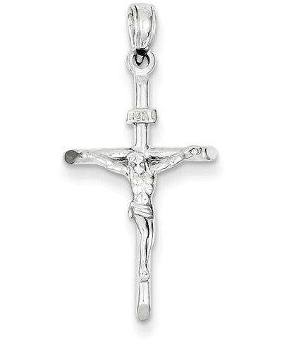 14K White Gold Crucifix Pendant