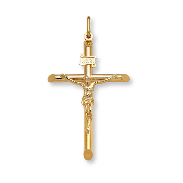18K Solid Gold Crucifix Pendant for Women