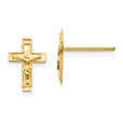 Crucifix Stud Earrings in 14K Gold