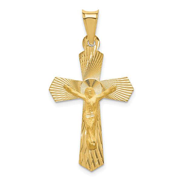 Diamond-Cut Crucifix Necklace Pendant, 14K Gold