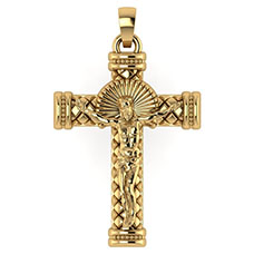 For the Glory of God Large Men's Crucifix Pendant in 14K Solid Gold
