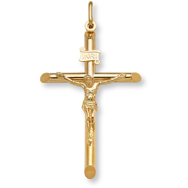 Men's 14K Fully Solid Gold Crucifix Pendant