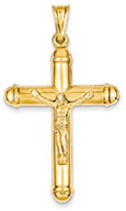 Large Reversible Crucifix Pendant in 14K Yellow Gold