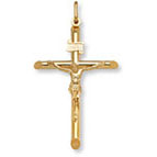 Medium Men's 14K Solid Gold Crucifix Pendant