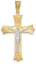 Men's 14K Two-Tone Gold Diamond-Cut Crucifix Necklace