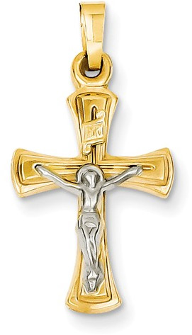 Modern Art Crucifix Pendant, 14K Two-Tone Gold