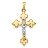 Polished Pointed Crucifix Pendant, 14K Two-Tone Gold