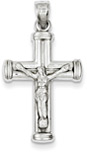 Reversible 14K White Gold Crucifix Cross Pendant