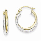 10K Yellow & White Gold Twist Hoop Earrings