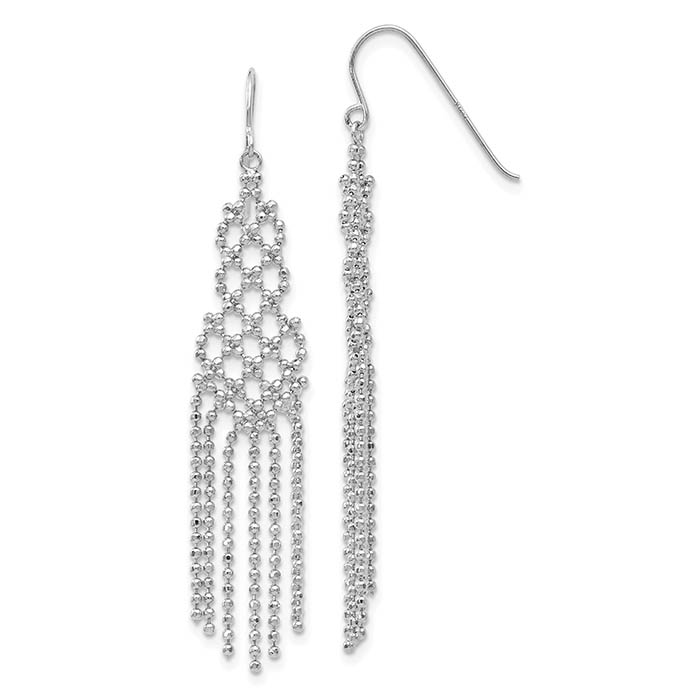 14k white gold beaded chandelier earrings