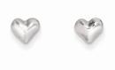 Small Puffed Heart Earrings, 14K White Gold