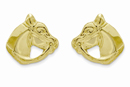 Polished Horse Head Post Earrings, 14K Gold