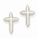 14K White Gold Polished Cross Post Earrings