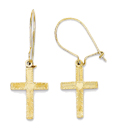 Polished & Satin Cross Earrings, 14K Gold